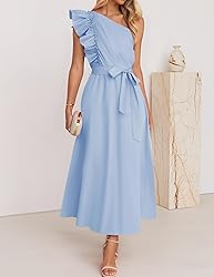 ZESICA Women's 2025 Summer One Shoulder Ruffle