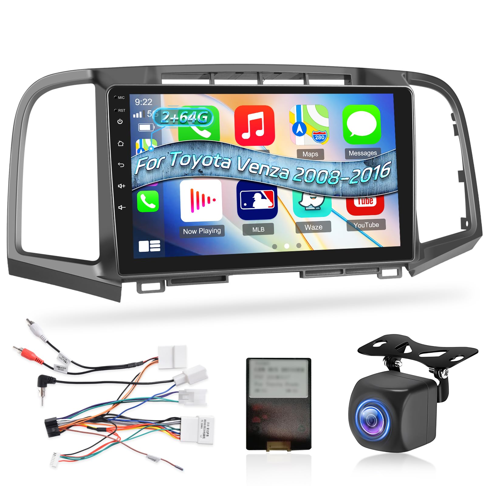 Photo 1 of [2+64G] NHOPEEW Car Radio for Toyota Venza 2008-2016 with Wireless Carplay and Android Auto - 9 Inch Touch Screen Android Car Stereo - DSP/WiFi/GPS Navigation/SWC/Bluetooth + AHD Backup Camera