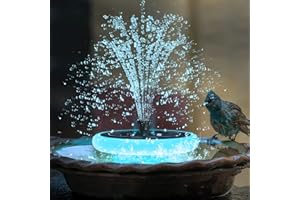 NiceBuy Solar Fountain Pump with 6 Nozzles Solar Powered Water Fountain LED Floating Pool Fountain with Lights RGB Multicolor for Bird Bath Pond Garden Outdoor