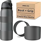 Jmoe USA Silicone Boot Sleeve + Hand Grip for Owala 40oz Water Bottle | BPA Free & Food-Grade Silicone Rubber | Protective Anti-Slip Bottom Bumper Cover | Protects Against Dents & Scratches (Grayt)