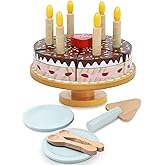 PairPear Birthday Party Cake Playset for Kids,Wooden Toys Play Food