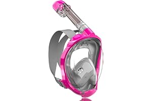 QingSong Full Face Snorkel Mask for Adults, Snorkeling Gear with Camera Mount, 180 Degree Panoramic View Snorkel Set Anti-Fog Anti-Leak