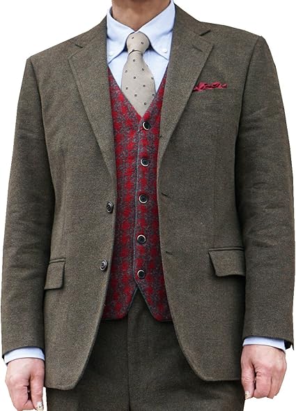 Amazon Co Jp Oxford Classic Premiumline 秋冬段返り3つボタン ジャケット モールスキン カーキ系ブラウン 2878 服 ファッション小物