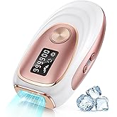 Oreeth IPL Laser Hair Removal Device for Women & Men - Home 45°F Ice-Cooling Contact for Painless & Long-Lasting Results, 86% Hair Reduction in 3 Weeks for Full Body & Bikini Line, Gold