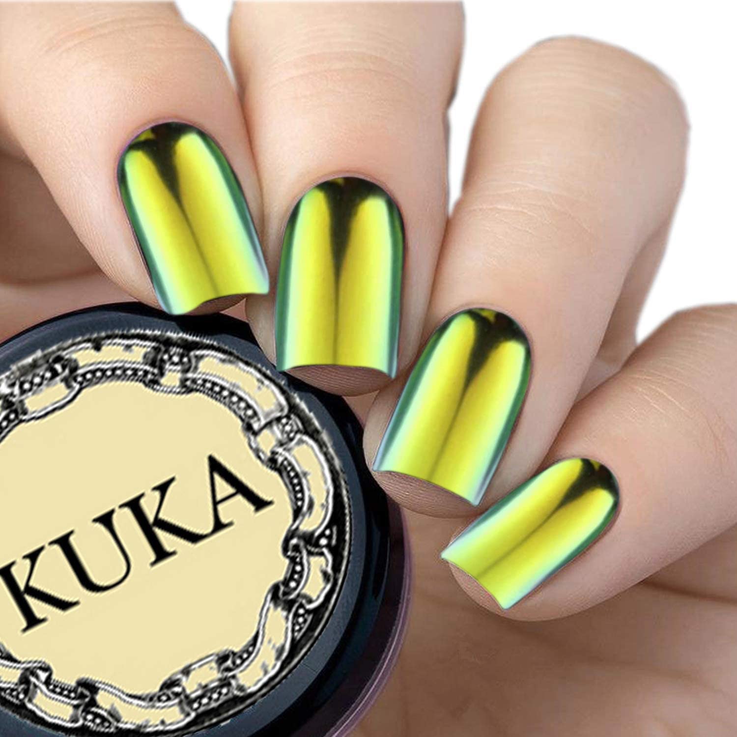 KUKA Nail Glitter, Green Blue, 5.0 grams, Nail Changing Mirror Chrome Powder Art Glitter Dust Shine Manicure