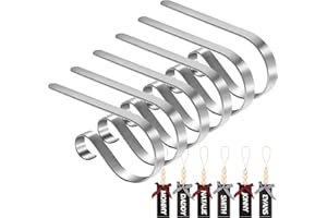 Palonu 8 Pack Christmas Stocking Holders for Mantle, Metal Stocking Hooks with Non-Slip Pads, Multi-uses Stocking Hangers Clips for Xmas Ornaments, Tables Window Fireplace Mantle Decoration