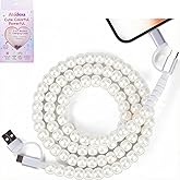 Atsidexa 4-in-1 Beaded Charging Cable, Metal Design, Nicely Packed, 60W Fast Charging, MFi Certified, Cute Colorful Cable, Compatible with iPhone, iPad, AirPods, Galaxy, and More (Full Moon Pearl)