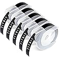 TITBIT 5 Rolls Compatible with DYMO Embossing Label Maker Refills 3/8 Inch 3D Embossing Black Tape 1741670 for DYMO Embossing Label Maker Organizer Xpress Pro 12965 DYMO 12966 Office Mate II