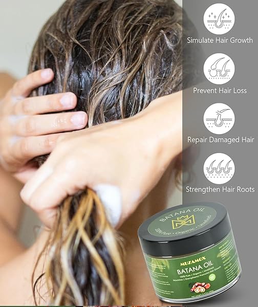 MUZAMOX BATANA OIL FOR HAIR GROWTH DR SEBI ORGANIC, 100% PURE, UNREFINED AND RAW BATANA OIL FROM HONDURAS, PROMOTES HAIR GROWTH FOR MEN & WOMEN, 8.43 OZ