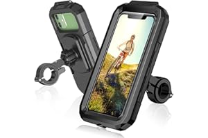 HUANLANG Bike Phone Mount Holder Waterproof Cell Phone Holder for Bike/Bicycle/Motorcycle Handlebar Mount, 360° Adjustable Bi