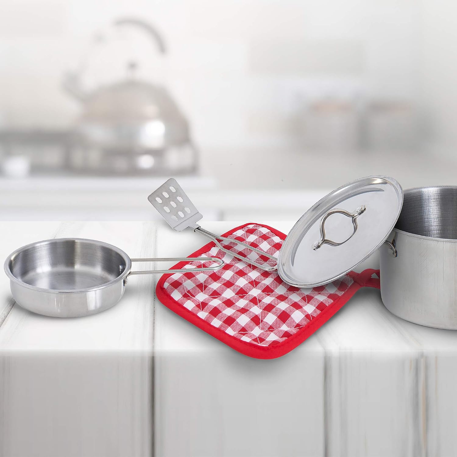 Teamson Kids Little Chef Frankfurt Stainless Steel Cooking Accessory Set MultiColor 11 pcs TK-M00001, child-size - Image 4