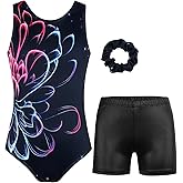 MODAFANS Gymnastics Leotards for Girls Sparkly Dance Unitards Biketards Black Activewear for Girls 4-13Years