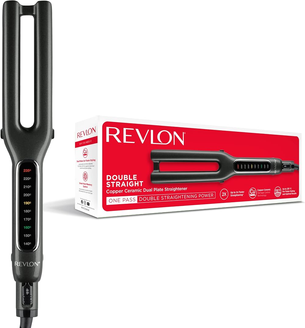 Revlon Double Straight Dual Plate Copper Ceramic Hair Straightener 235°C