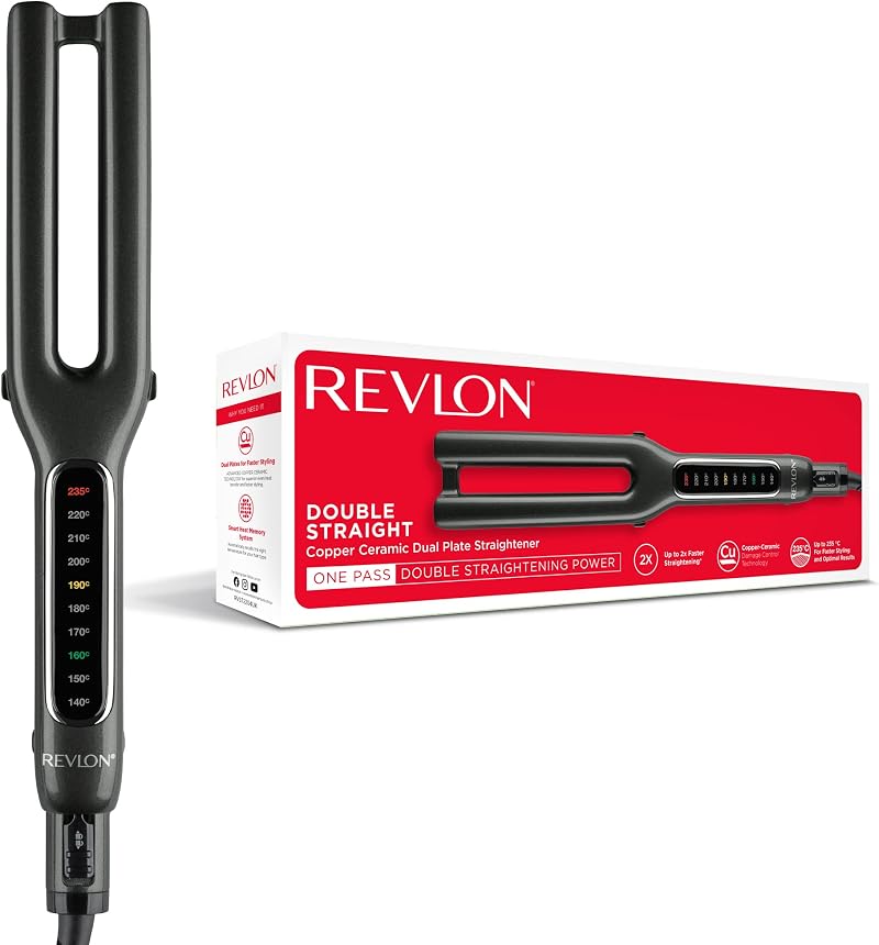 Revlon Double Straight Dual Plate Copper Ceramic Hair Straightener 235°C