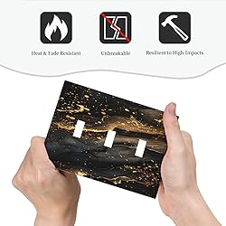 OILbiexn Light Switch Cover Black Gold Abstract