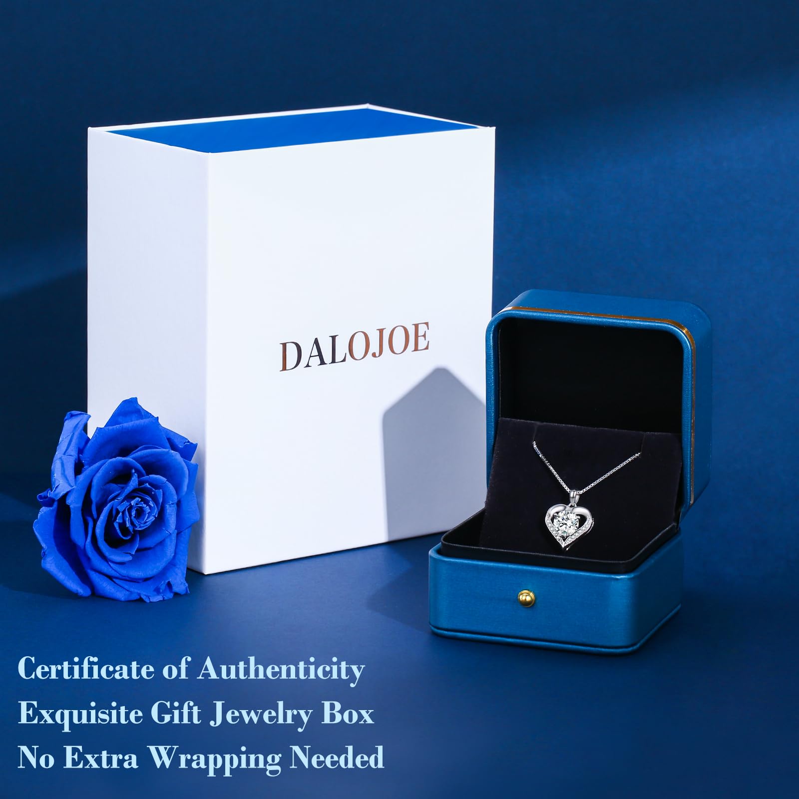 DALOJOE Moissanite Necklace for Women, 1-3 Carat Heart Necklace Engraved with 'I LOVE YOU', Birthday Gift for Wife, Anniversary Present for Wife Women, Jewelry Gifts for Christmas Valentine's Day