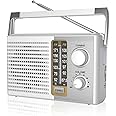 Yewrich AM FM Radio with Best Reception, Portable Battery Operated Transistor Radios, Headphone Jack, AC Powered, Suit for Senior and Home, White