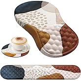 HAOCOO Ergonomic Mouse Pad Wrist Support and Keyboard Wrist Rest, 3 PCS Computer Carpal Tunnel Mouse Pads for Desk with Coaster Set, Memory Foam Mousepad with Non-Slip PU Base for Home Office, Boho