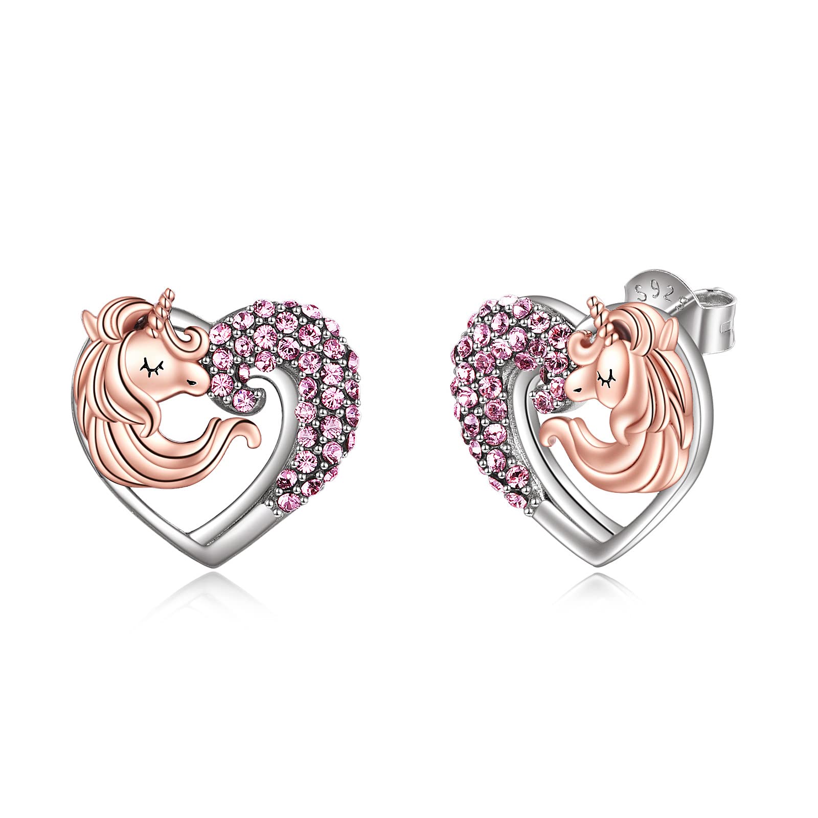 Earrings Hypoallergenic Pink Heart Jewelry Gifts 925 Sterling Silver Earrings for Women Girls Girlfriend