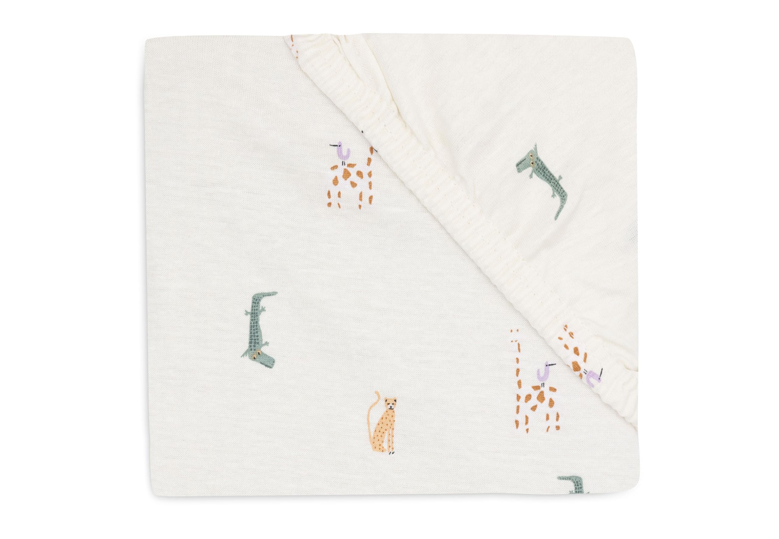 Jollein Jersey Fitted Sheet, Jungle Jambo, 70/75 x 140/150 cm, 100% Cotton, Oeko-Tex Certified