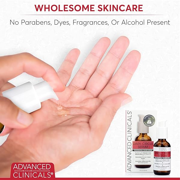 ADVANCED CLINICALS DARK CIRCLE UNDER EYE SERUM ANTI AGING BRIGHTENING FACIAL TREATMENT TARGETS LOOK OF PUFFY EYES, CROWS FEET, & SAGGING SKIN W/VITAMIN C, HYALURONIC ACID, & FERULIC ACID, 1.75 FL OZ