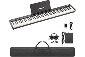 SUNNYFURN 88 Key Keyboard Piano,Piano Keyboard,Weighted Full-Size Electric Keyboard Piano for Beginners,Portable Electric Piano with Stand,Power Adapter Headphones,Pedal,Handbag, Bluetooth, USB MIDI