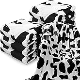 Tinideya 6 Pcs Flannel Fleece Throw Blanket Bulk 50 x 60 Inch Black White Cow Fleece Blanket Soft Warm Coral Throw for Bed Couch Sofa Home Wedding Gifts Season