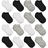 Toddler Socks, 16 Pairs Low Cut No Show Ankle Set for Boys Girls Kids (1-14 Years Old)