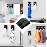 OUOOBEA 4 Pcs Stainless Steel Self Adhesive Kitchen Towel Holder Black view 5