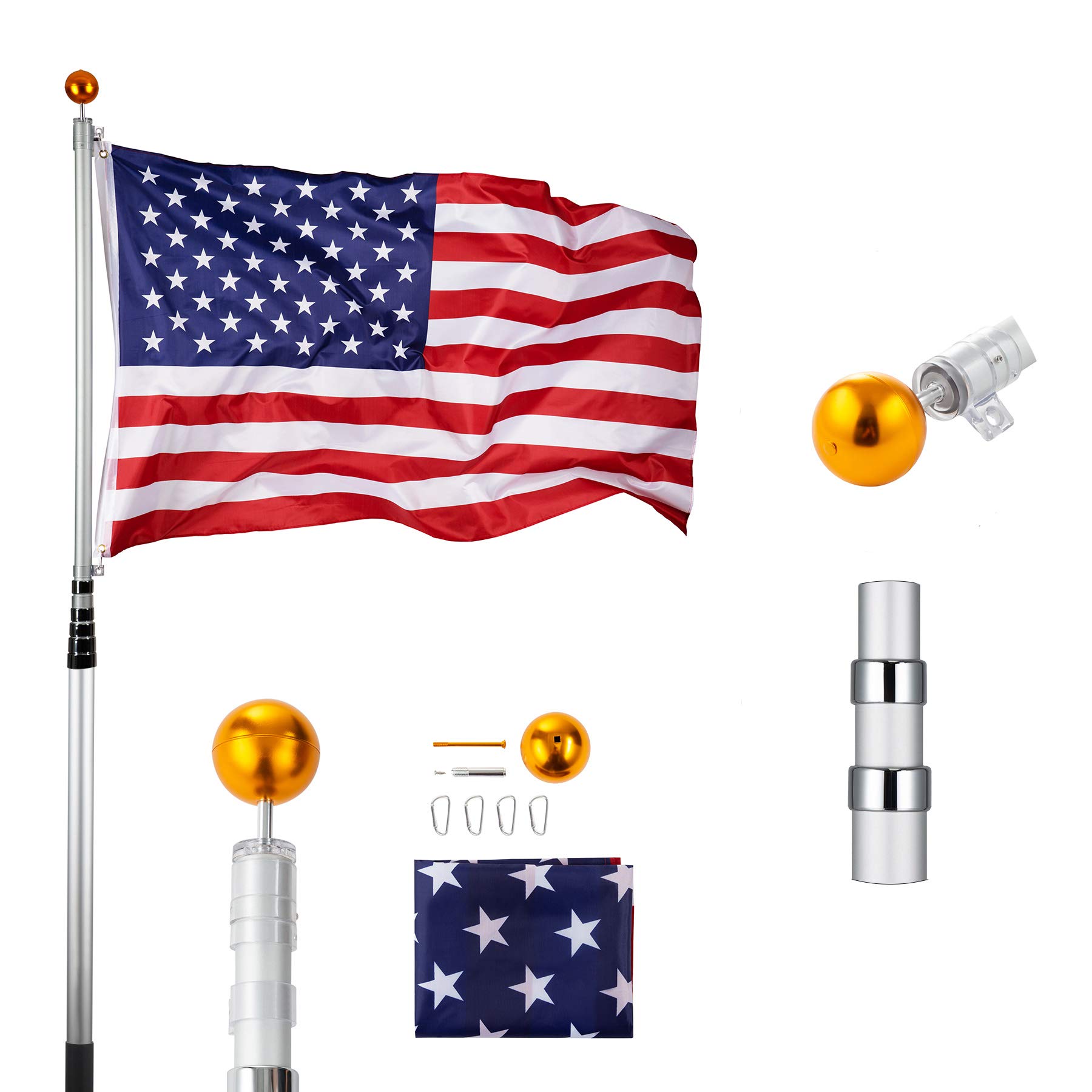 Buy COZ 20 Feet Aluminum Telescoping Poles with 3Feetby5Feet