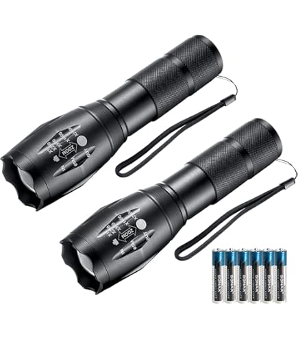 85000lm rechargeable torch hiking t6 tactical led flashlight Ultra-Bright Flashlights, 2000 Lumens XML-T6 LED Tactical Flashlight,  Zoomable Adjustable Focus, IP65 Water-Resistant, Portable, 5 Light Modes  for Indoor and Outdoor,Camping,Emergency,Hiking (1 Pack)