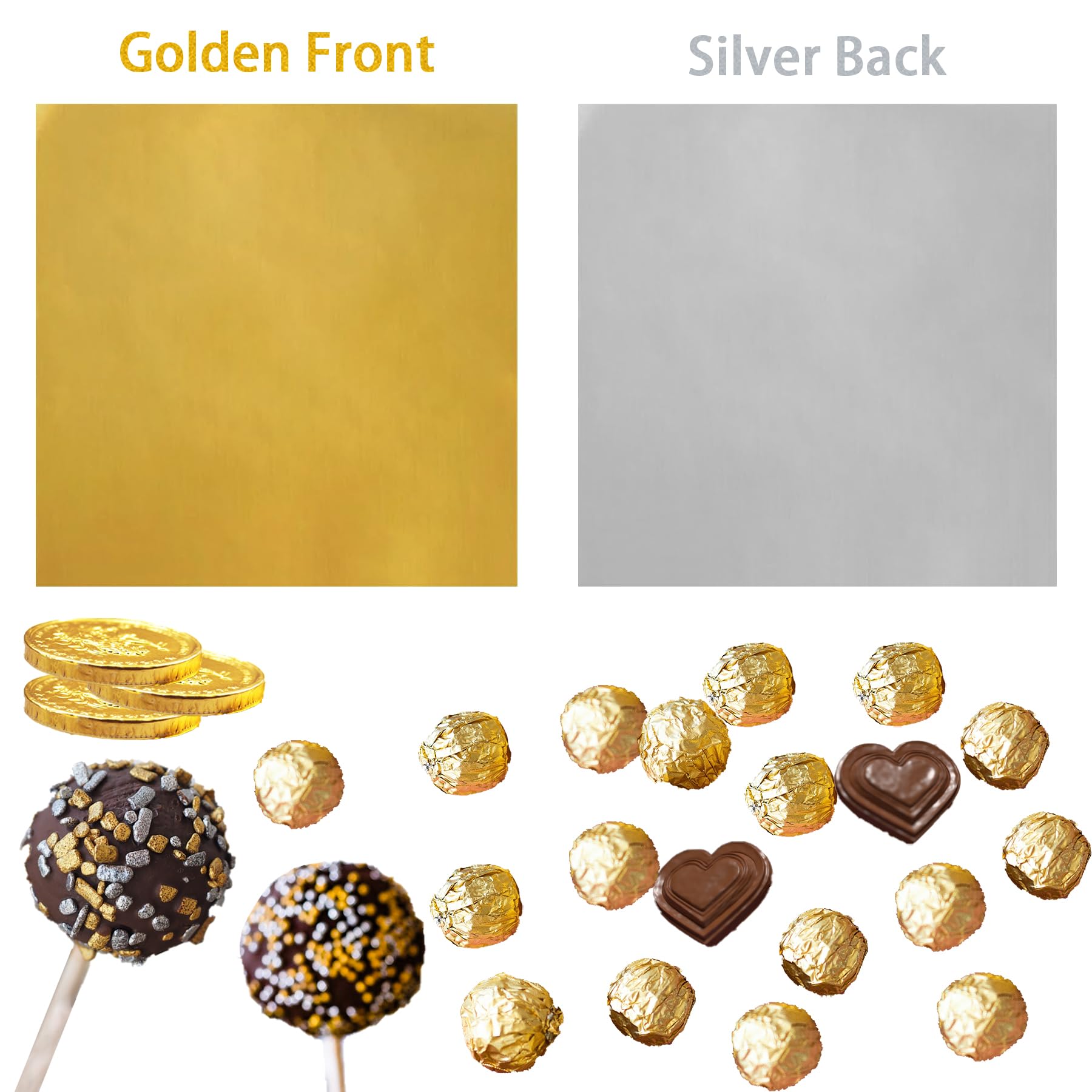 PABCK 500 Pcs 5 Colors Chocolate Wrappers Aluminium Foil Paper Wrapping Papers Square Sweets Lolly Paper Food Candy Tin Foil Wrapper for Candy Packaging Decoration (4x4 inches)