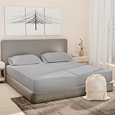 Good Sleep Bedding Split King Sheets Set, 100% Egyptian Cotton, Luxury Sateen Sheets, 5 Piece, 2 Fitted - 16" Deep Pocket, Light Gray