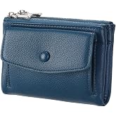 GOIACII Small Wallet Women Soft Lether Bifold Card Holder 2 Zipper Pockets | Coin Pouch, Compact Size, Vegan Leather