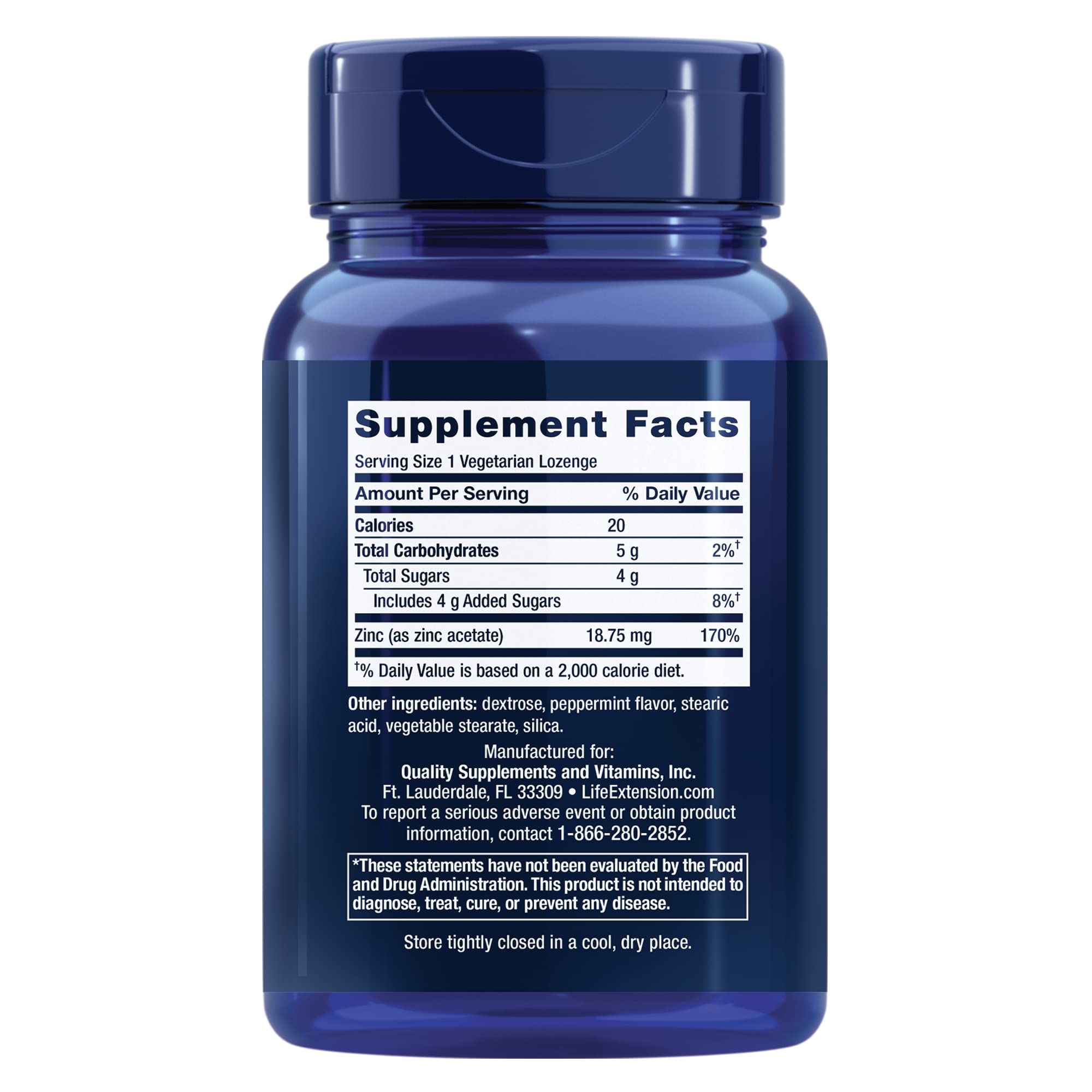 Life Extension Enhanced Zinc Lozenges, zinc Acetate, Optimal Immune Support, Strong Immune Response, Ionic zinc, Non-GMO, Gluten-Free, Vegetarian, 30 lozenges