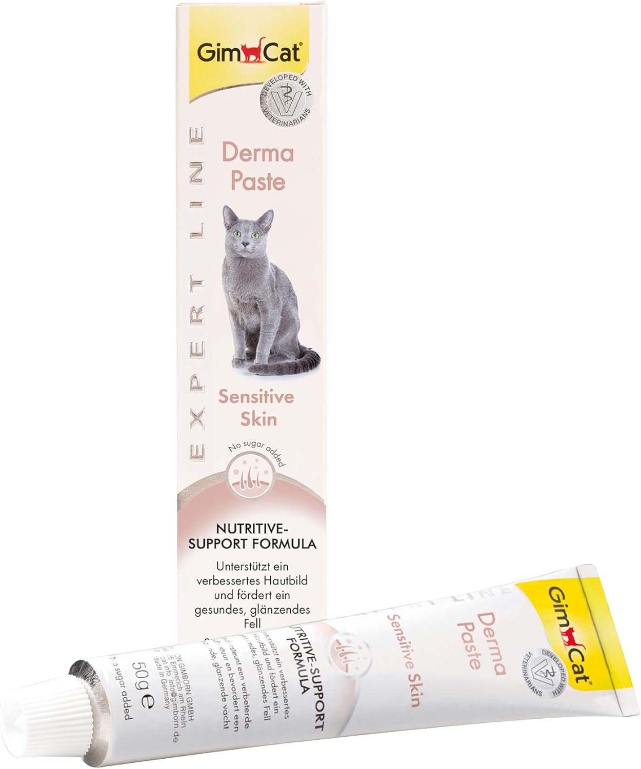 GimCat EXPERT LINE Derma Paste, This functional cat snack supports improved skin appearance and promotes healthy coat