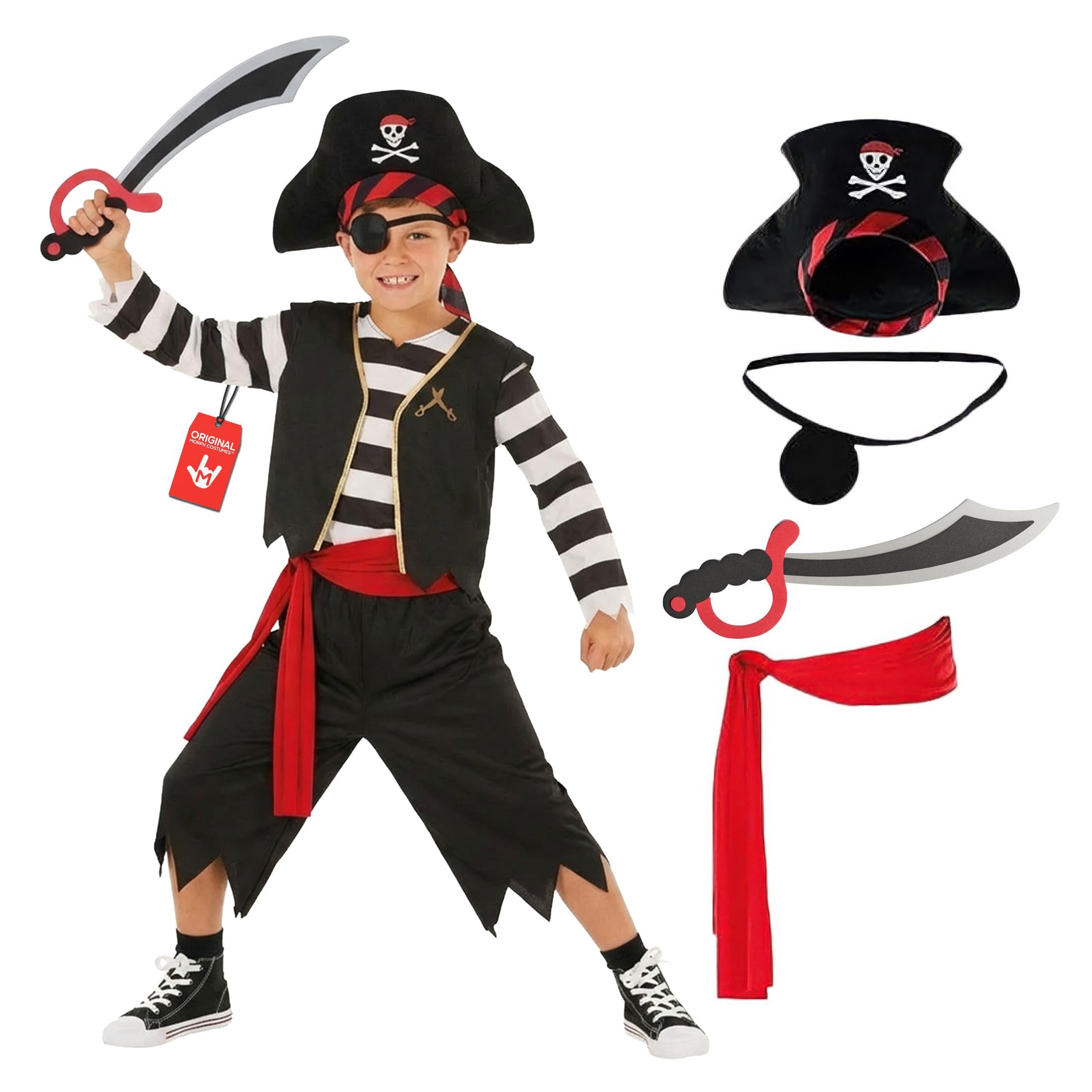 Morph Pirate Costume Kids, Pirate Fancy Dress Kids, Boys Pirates Costumes, Boys Halloween Costume, World Book Day Costumes, 4-6 Years