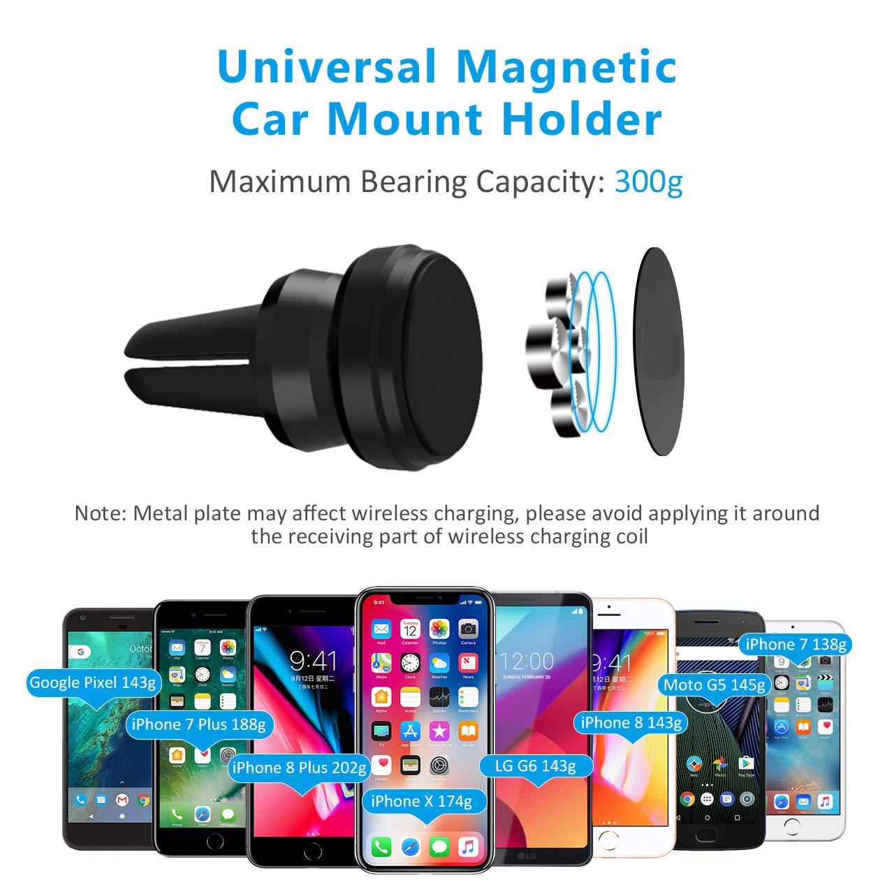 YeSinXin Air Vent Phone Holder LG Universal Magnetic Phone Car Mount 360/° Rotation Cell Phone GPS Holder for iPhone X//8//8Plus//7//7Plus//6s//6P//5S Galaxy S6//S7//S8 Huawei and More Air Vent Magnetic Holder Google