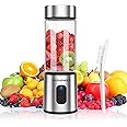 Glass Portable Blender for Smoothies: Personal Blender for Shakes and Smoothies USB Rechargeable, for Baby Food Travel Beach Office Sports Use