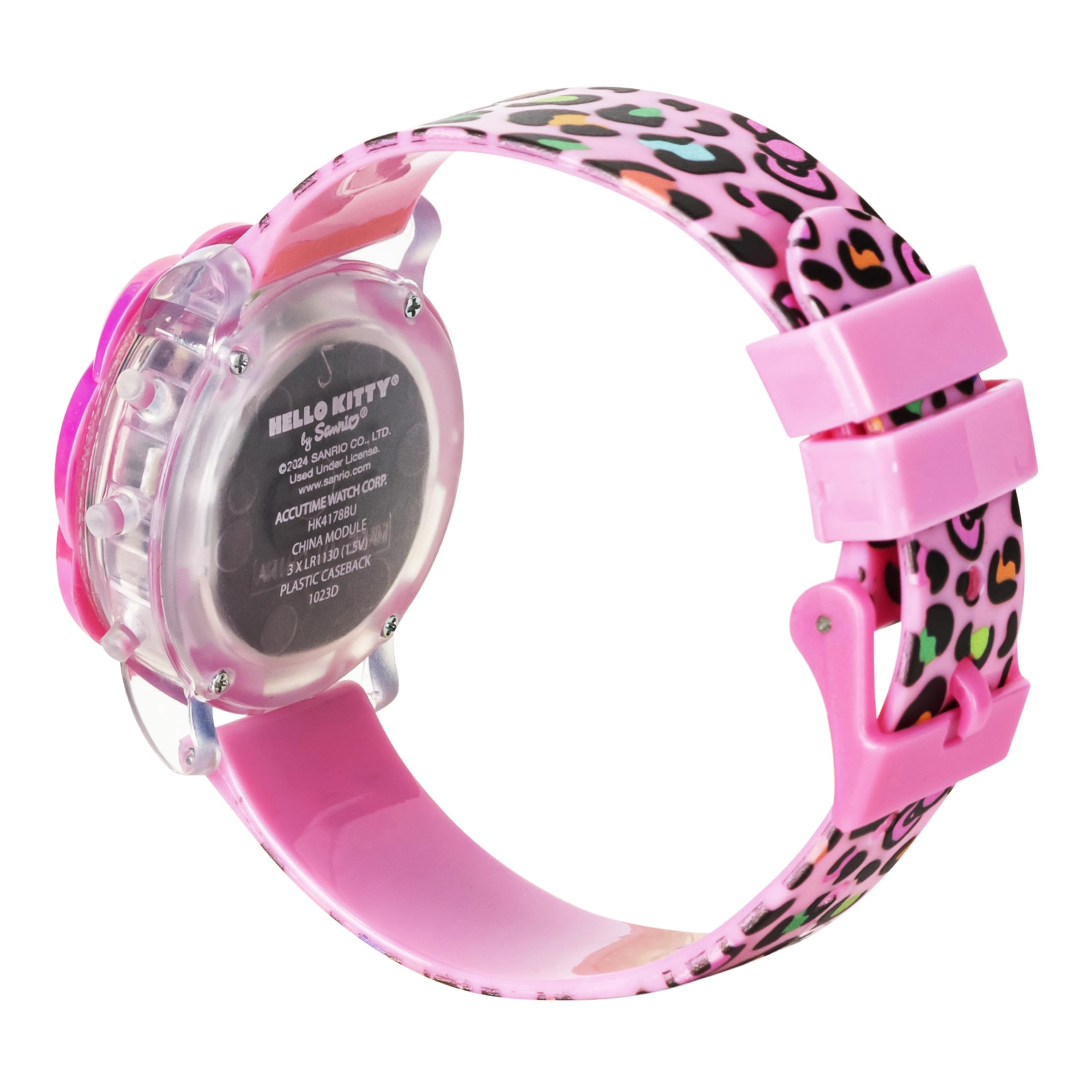 Accutime Hello Kitty LCD Watch for Girls with Flashing LED Lightshow - Vivid Pink Strap, Iconic Hello Kitty Design, Fun Time-Teaching Accessory