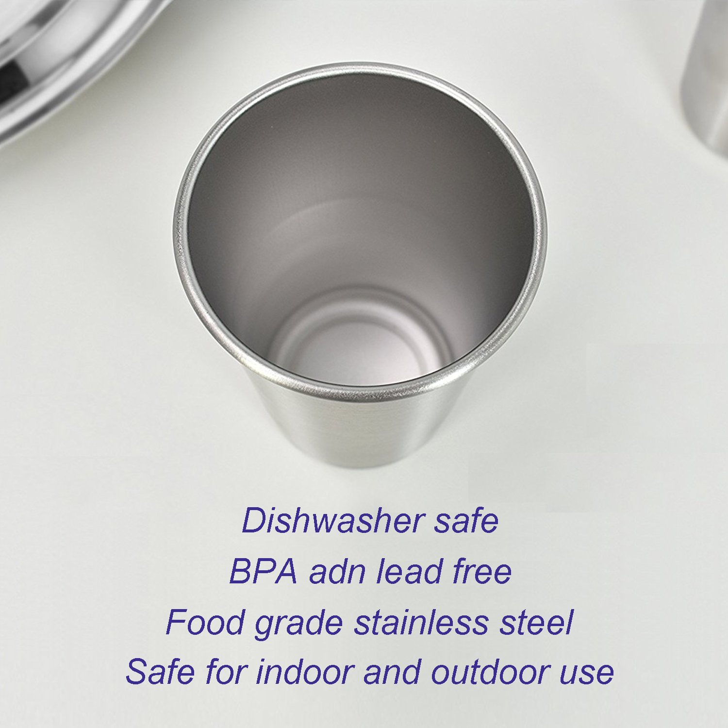 Stainless Steel 17 oz Pint Cup with Sleeves (4 Pack)-Unbreakable, Stackable,Premium Metal Drinking Glasses for Travel, Outdoor, & Everyday