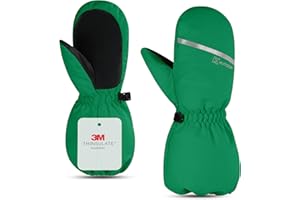 KUTOOK Kids Mittens Waterproof Winter Ski Warm 3M Thinsulate cotton Long Cuff with Anti-loss buckle for Boys Girls 2-8 years