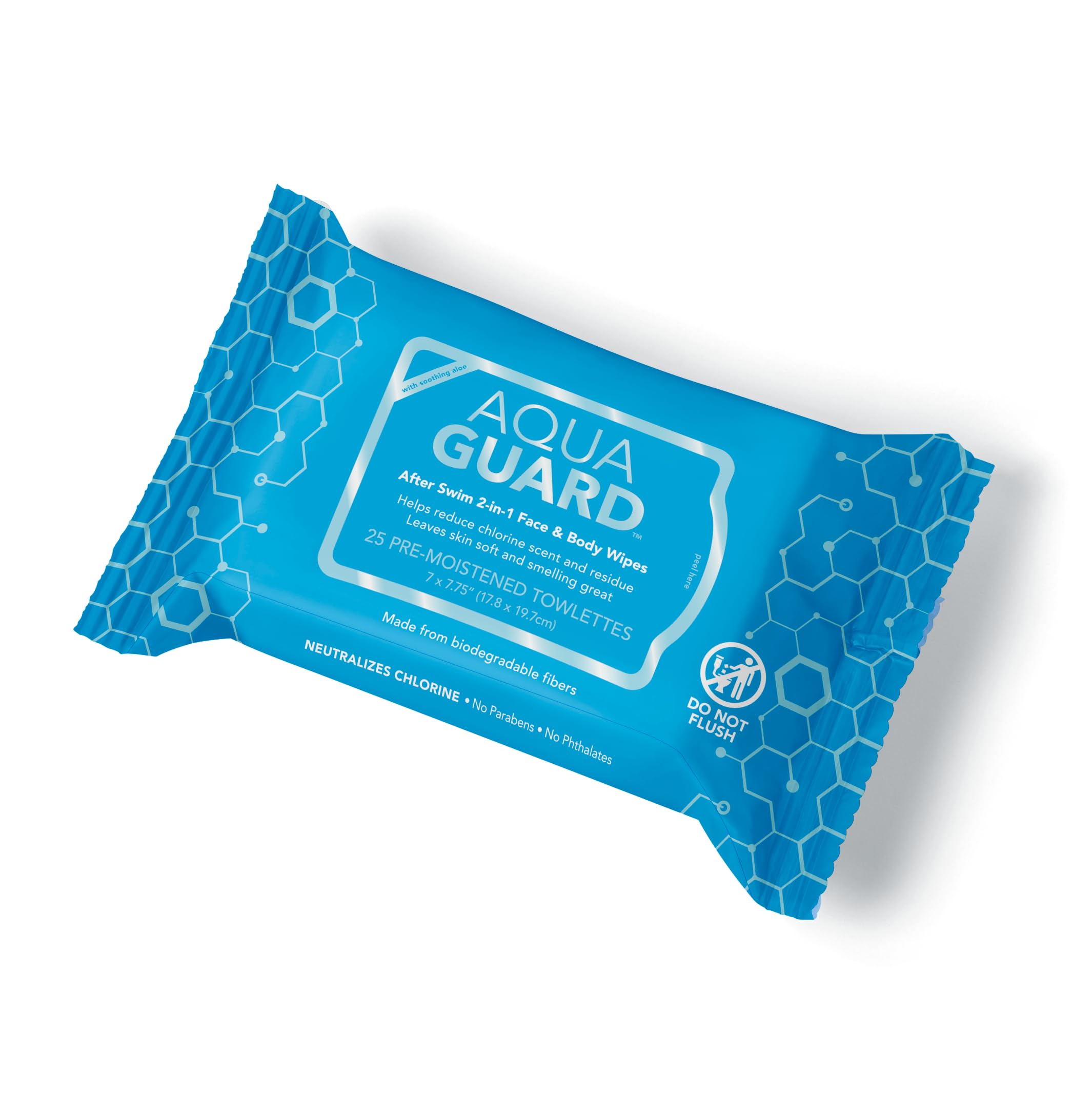 AQUA GUARD After-Swim Face & Body Wipes | Neutralize chlorine scent and residue | Moisturizing RINSE-FREE Formula (1 Pack of 25)