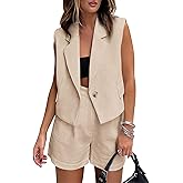 KIRUNDO 2 Piece Sets for Women Summer Outfits Business Casual Vest and Shorts Set Lightweight Sleeveless Matching Clothes