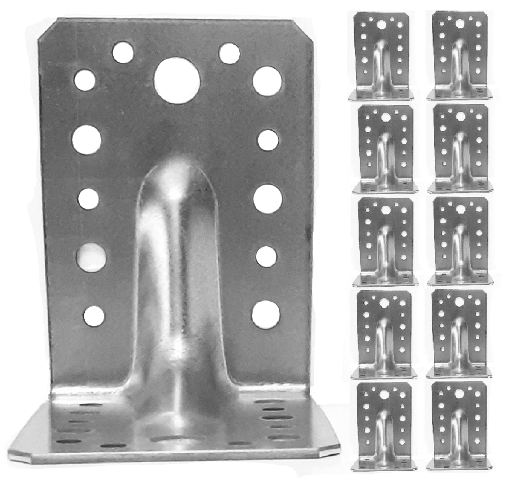 Corner Braces Brackets Plates, Heavy Duty 15,39 kN Wooden Angle, Metal Steel Sheet Galvanised 3,54" x 3,54" x 2,56" (90 x 90 x 65 mm) L Pack of 10pcs — image 1