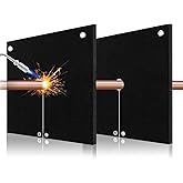 HVAC Tools Welding Blanket Fireproof 2 Pack, 1/5in(5mm), 12x12 Inch, Black | Opening shape soldering heat shield mat for torch, flame protector, carbon felt welding &amp; solder pad for plumbing HVAC