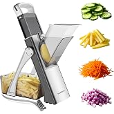 SupMaKin Safer Mandoline Slicer for Kitchen, XL Adjustable Vegetable Slicer | 6 in 1, Cut Resistant Stainless Steel Blades,Potato Fry Cutter, Vegetable Chopper, Detachable,Foldable Dishwasher Safe, Gifts