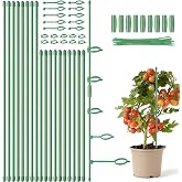 16inch &amp; 12inch Adjustable Plant Stakes, 18Pcs Plant Supports Plant Sticks | Fiberglass Rods, 3 Sizes of Adjustable Ring Clips, Adjustable Length, Indoor/Outdoor Use, For Potted Plants Monstera Orchids