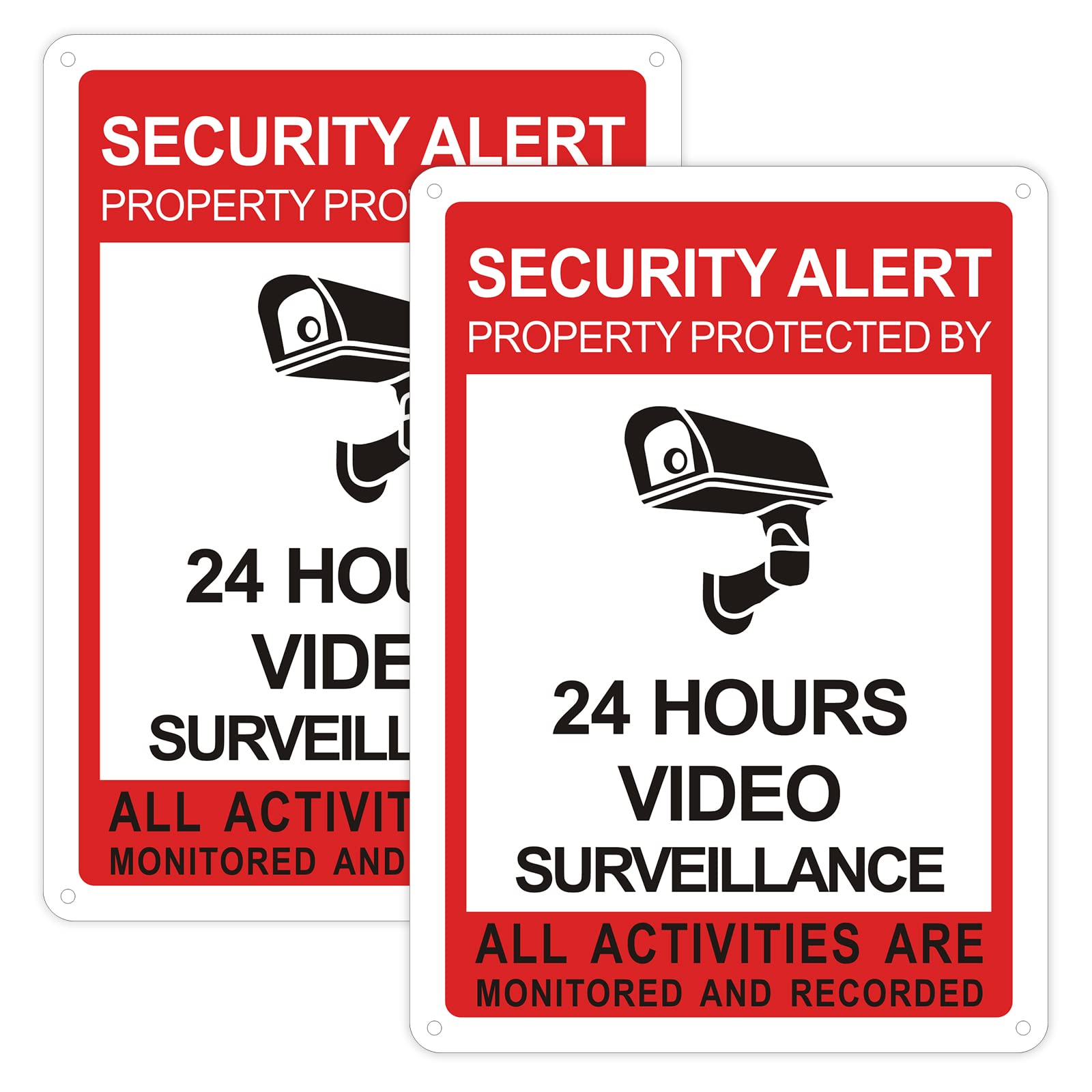 Goodvia Outdoor Reflective Aluminum Metal Security Signs - CCTV in Operation & 24 Hour Video Surveillance