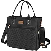 EASYA Large Insulated Lunch Bag for Work, Women's Nylon Thermal Lunch Box, Leakproof Cooler Tote Bag with Storage Pocket (Black)